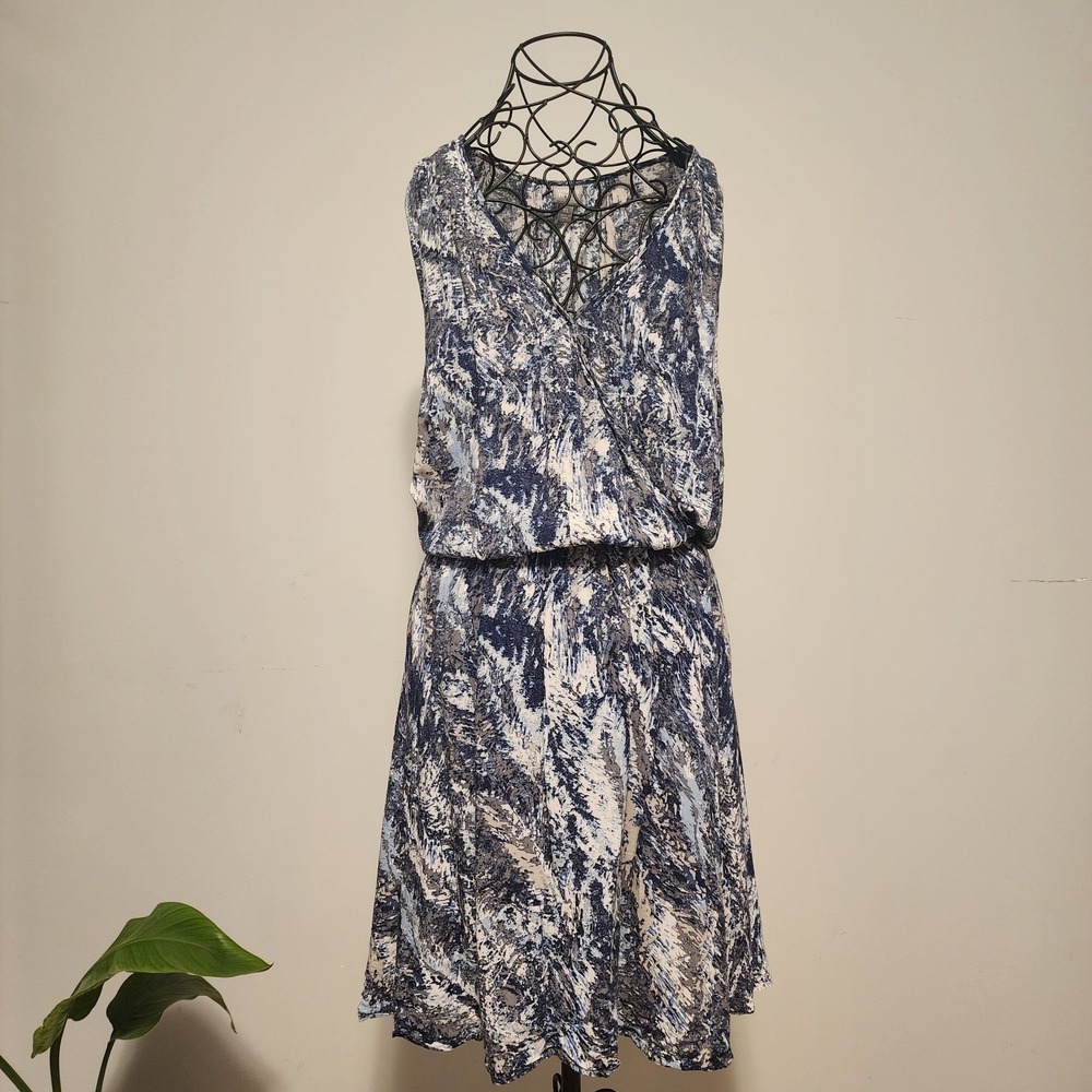 Converse One Star Abstract Brushstroke Print Blue Grey Sleeveless Dress Size XL